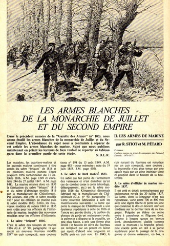 Armes Blanches 1830-1870 France Règl
